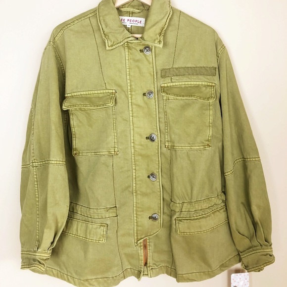 NEW. FREE PEOPLE SIEZE THE DAY JACKET IN OLIVE M - Picture 4 of 7